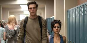 Elordi as Nate,with Alex Demie as Maddy,in season 2 of Euphoria.