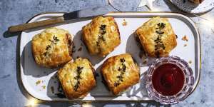 Turkey,bacon and cranberry sausage rolls.