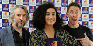 Matafeo with past Edinburgh Comedy Award winners Steve Coogan and John Robins.