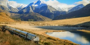 The TranzAlpine passes Lake Sarah on New Zealand's South Island.