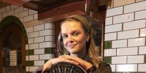 Liv Stagg (left) and Georgia Harding in Spring Street Grocer’s cheese cellar. 