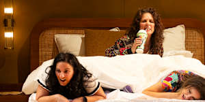 From left:Madeleine Sami,Michala Banas and Christie Whelan Browne have great chemistry as long-time friends.