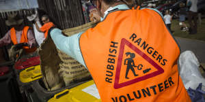 Look out for them:One of the Rubbish Ranger volunteers’ high-vis vests.