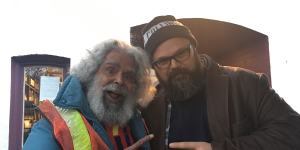 The late Uncle Jack Charles with The Age’s Indigenous affairs reporter,Jack Latimore,in Carlton.