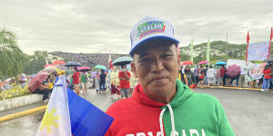 Arnold Napoles,54,at the rally in Tagum City.