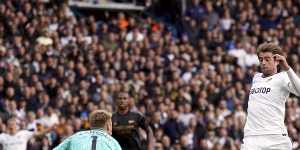 Arsenal goalkeeper Aaron Ramsdale keeps Leeds United’s Patrick Bamford out.