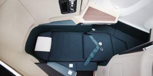 Cathay Pacific’s business class seat on board an Airbus A350 converts to a 1.9-metre bed.