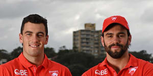 Paddy McCartin is set to join his brother Tom (left) in Sydney’s AFL team this weekend.