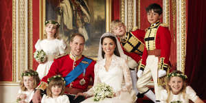 Lady Louise Windsor (top left),in an official photo from the Duke and Duchess of Cambridge’s wedding in 2011.