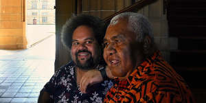 Australia’s first Pacifika professor,Professor Jioji Ravulo (left) with his father Jovesa Ravulo at the University of Sydney quadrangle.
