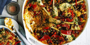Do not stir! Neil Perry's vegetable paella.