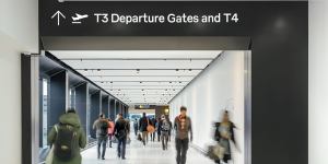 Melbourne Airport's bottleneck at Terminal 3 has been mitigated by moving passengers through the upgraded security facilities in Terminal 4. 
