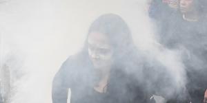 The smoking ceremony on the steps of parliament on Wednesday morning.