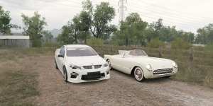 Old meets new:my'53 Corvette alongside the GTS HSV Maloo. 