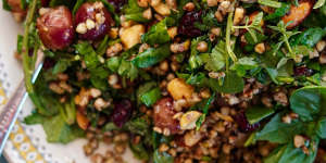 Toasted buckwheat,blistered grape and herb salad.