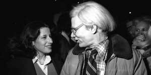 Andy Warhol and Lebowitz at a party in New York in 1977.
