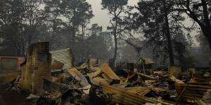 A home at Wingello in the Southern Highlands destroyed by fire on Saturday.