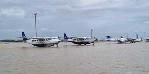 The effects of flooding at the Cairns Airport in December.