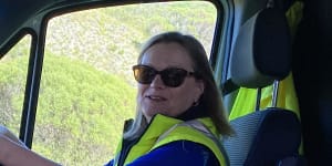 Senior nurse Claire Parsons driving the island’s ambulance.