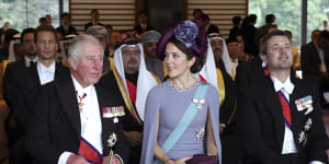 Then-Prince Charles,Denmark’s Crown Princess Mary and Crown Prince Frederik attend the enthronement ceremony of Japan’s Emperor Naruhito at the Imperial Palace in Tokyo in 2019.