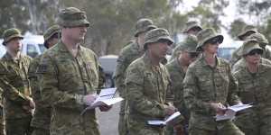 ADF reservists prepare at Holsworthy Army Barracks. 