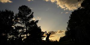Nicolai Hojgaard,of Denmark,hits his tee shot on the 15th hole at Augusta. 