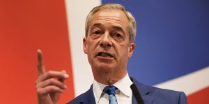 Reform UK leader Nigel Farage announces that he will stand during the upcoming general election during a press conference in London.