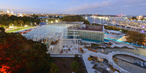 A time-lapse shows the construction of the Sydney Modern