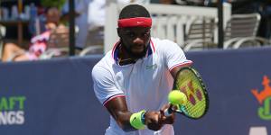 Frances Tiafoe in action against Sam Querrey.