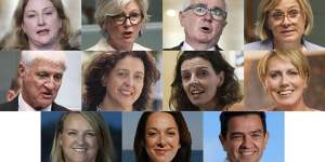 Top,from left:Rebekha Sharkie,Helen Haines,Andrew Wilkie,Zali Steggall. Middle,from left:Bob Katter,Monique Ryan,Allegra Spender,Zoe Daniel. Bottom,from left:Kylea Tink,Sophie Scamps,Rob Priestly.