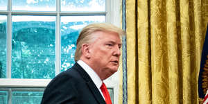 Stymied:President Donald Trump prepares to leave the Oval Office after a presentation at the White House late last week.