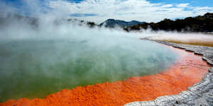 The Champagne Pool at the Waiotapu Thermal Reserve,near Rotorua,New Zealand.
