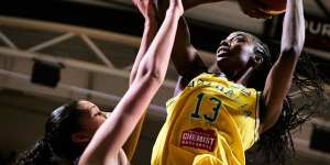 Ezi Magbegor scored 15 points for the Opals during their second-round clash with Puerto Rico.