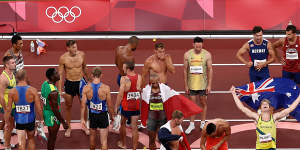 Moloney reacts after claiming a historic decathlon bronze for Australia in Tokyo.