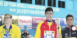 Australia’s Mack Horton refused to share the podium with Sun Yang at the world championships.