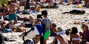 Bondi Beach was close to full capacity on Monday as Sydneysiders made the most of the public holiday.