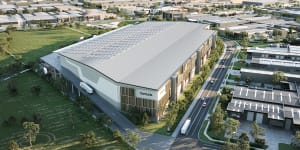 A render of Centuria Industrial’s proposed 58,000 square metre multi-level facility in Wetherill Park,Sydney.