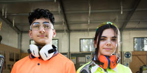 Isha Akbari Jamarani and Amanda Danial are both studying construction for their HSC.