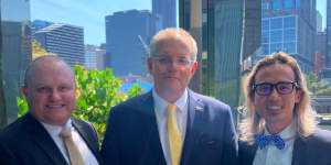 Jack Ta (right) with Jason Wood and former prime minister Scott Morrison.