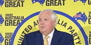 United Australia Party leader Clive Palmer announcing candidates - including himself - for this year’s federal election.