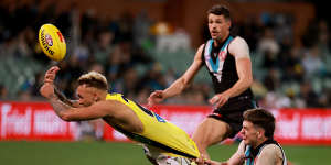 Shai Bolton proved hard to pin down by the Power as he starred for the Tigers at Adelaide Oval.