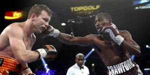 Terence Crawford works his jab on the way to victory over Jeff Horn in 2018.