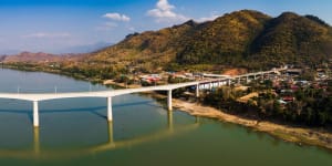 China-Laos Railway’s Luang Prabang bridge across the Mekong River.