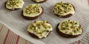 Malted milk cookies with pistachios.