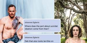 Business owner Johannes Egberts,Deborah Sarah and the texts from him. Composite.