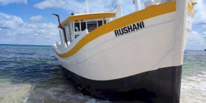 The boat on which the 13 Iraqis and three Indonesian crew returned to Indonesia on.