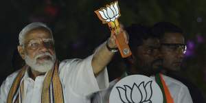 Indian Prime Minister Narendra Modi campaigning in Chennai,India.