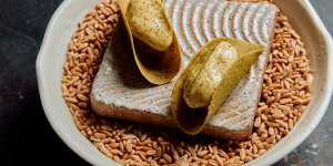 Turnip tacos with seaweed butter.