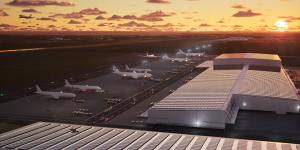 A render of the massive air cargo hub planned for Western Sydney Airport.