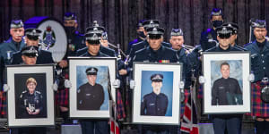 The state memorial service for Leading Senior Constable Lynette Taylor,Senior Constable Kevin King,Constable Josh Prestney and Constable Glen Humphris.